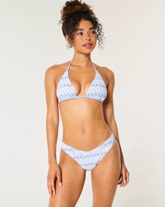 Smocked High-Leg Cheeky Bikini Bottom