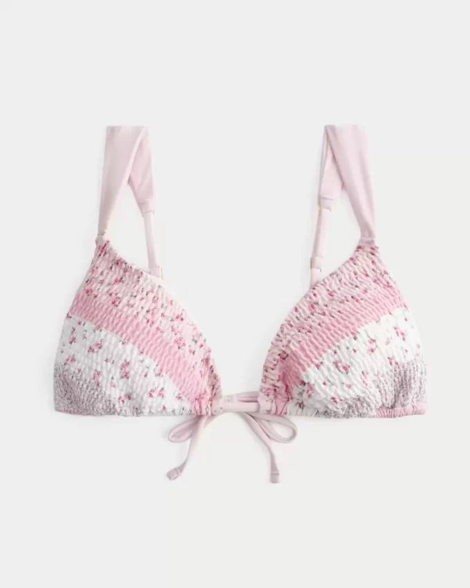 Smocked Over-the-Shoulder Triangle Bikini Top