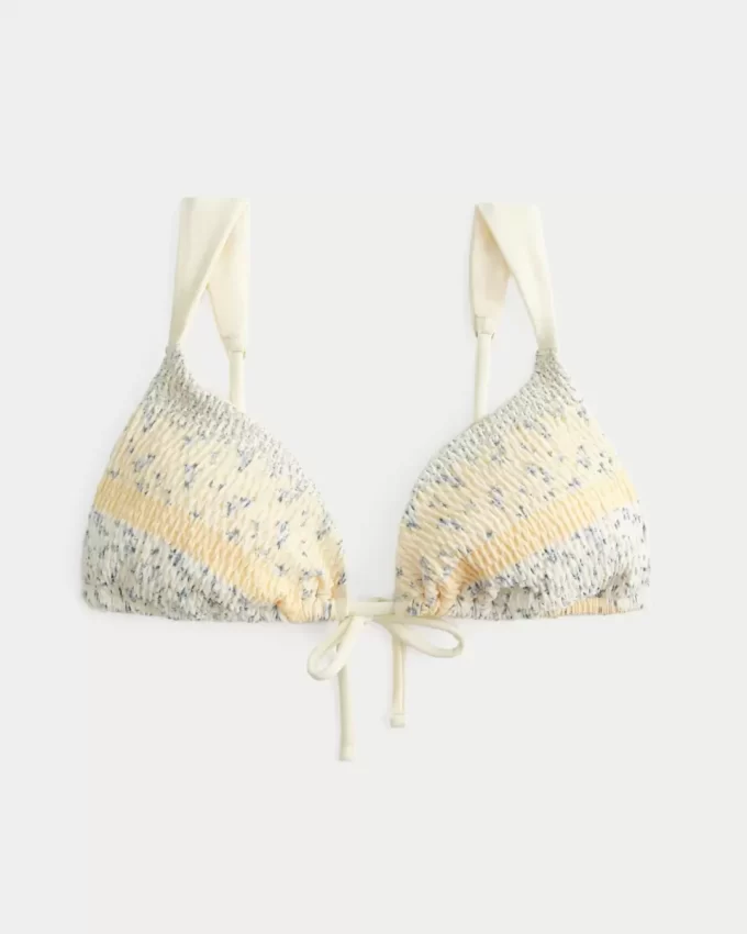 Smocked Over-the-Shoulder Triangle Bikini Top