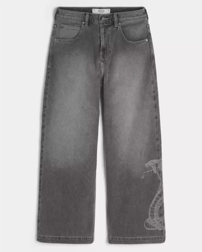Snake Graphic Super Baggy Jeans