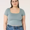 Soft Stretch Seamless Fabric Square Neck Baby Tee