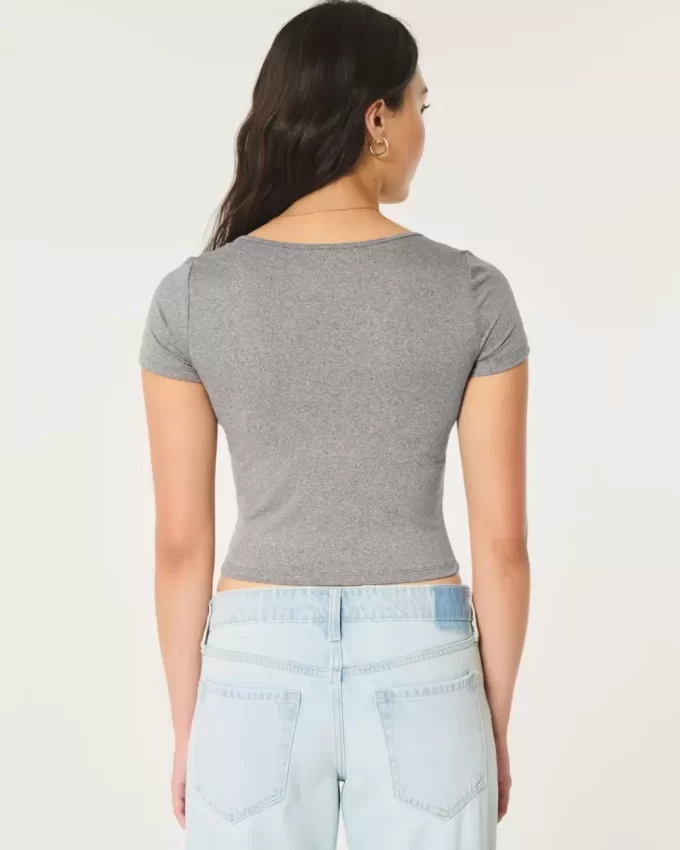 Soft Stretch Seamless Fabric Square-Neck Baby Tee