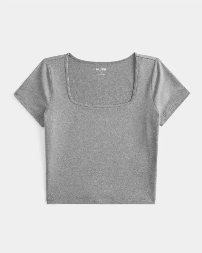 Soft Stretch Seamless Fabric Square-Neck Baby Tee