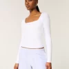 Soft Stretch Seamless Fabric Square-Neck Top