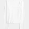 Soft Stretch Seamless Fabric Square-Neck Top