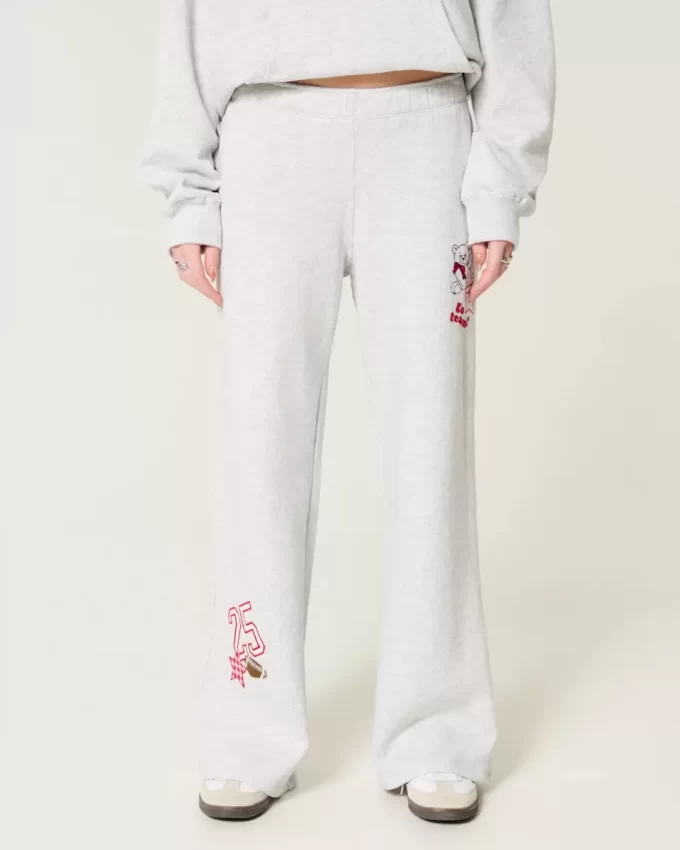 Sporty Graphic Wide-Leg Sweatpants