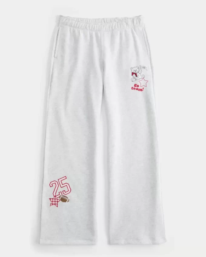 Sporty Graphic Wide-Leg Sweatpants