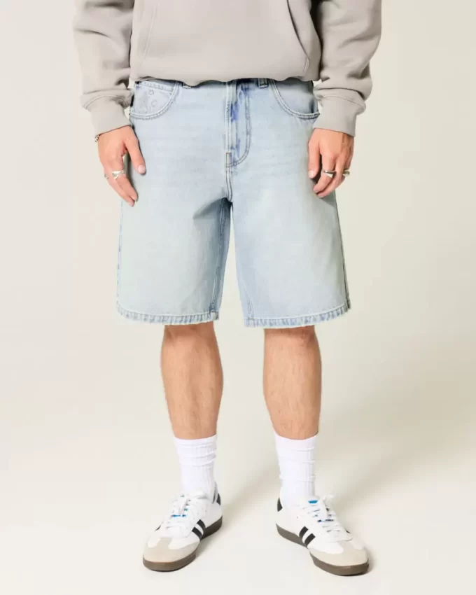 Star Graphic Baggy Denim Shorts