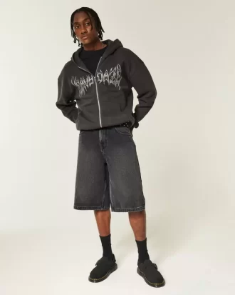 Star Graphic Super Baggy Denim Shorts