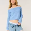 Stitchy Crochet-Style Off-the-Shoulder Sweater