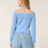 Stitchy Crochet-Style Off-the-Shoulder Sweater