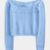 Stitchy Crochet-Style Off-the-Shoulder Sweater