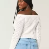 Stitchy Crochet-Style Off-the-Shoulder Sweater