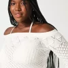 Stitchy Crochet-Style Off-the-Shoulder Sweater