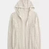 Stitchy Hooded No-Close Cardigan