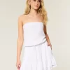 Strapless Drawstring Blouson Mini Dress