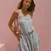 Strapless Drawstring Blouson Mini Dress