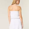 Strapless Drawstring Blouson Mini Dress
