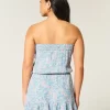 Strapless Drawstring Blouson Mini Dress