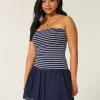 Strapless Drop-Waist Knit-Woven Mini Dress