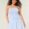 Strapless Drop-Waist Knit-Woven Mini Dress