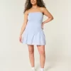 Strapless Drop-Waist Knit-Woven Mini Dress