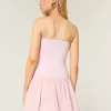 Strapless Drop-Waist Knit-Woven Mini Dress