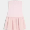 Strapless Drop-Waist Knit-Woven Mini Dress