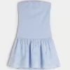 Strapless Drop-Waist Knit-Woven Mini Dress