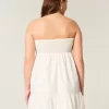 Strapless Embroidered Babydoll Dress