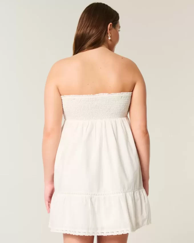 Strapless Embroidered Babydoll Dress