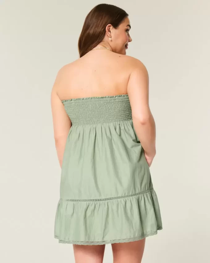 Strapless Embroidered Babydoll Dress