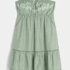 Strapless Embroidered Babydoll Dress