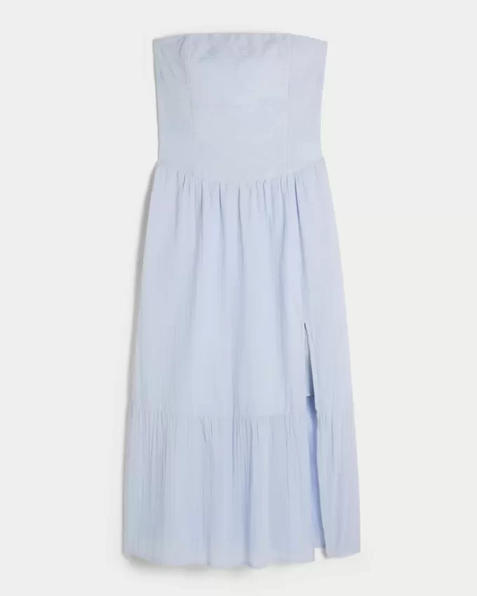 Strapless Embroidered Maxi Dress