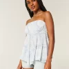 Strapless Handkerchief Hem Top