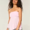 Strapless Handkerchief Hem Top