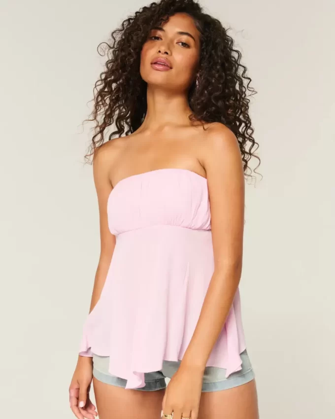 Strapless Handkerchief Hem Top