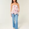 Strapless Handkerchief Hem Top