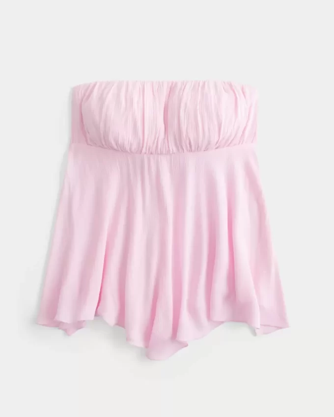 Strapless Handkerchief Hem Top