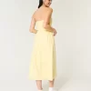 Strapless Linen-Blend Midi Dress