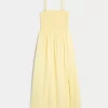 Strapless Linen-Blend Midi Dress