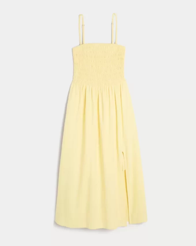 Strapless Linen-Blend Midi Dress