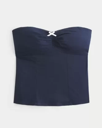 Strapless Picot Lace Trim Top