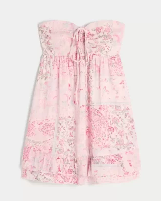 Strapless Ruffle Babydoll Mini Dress