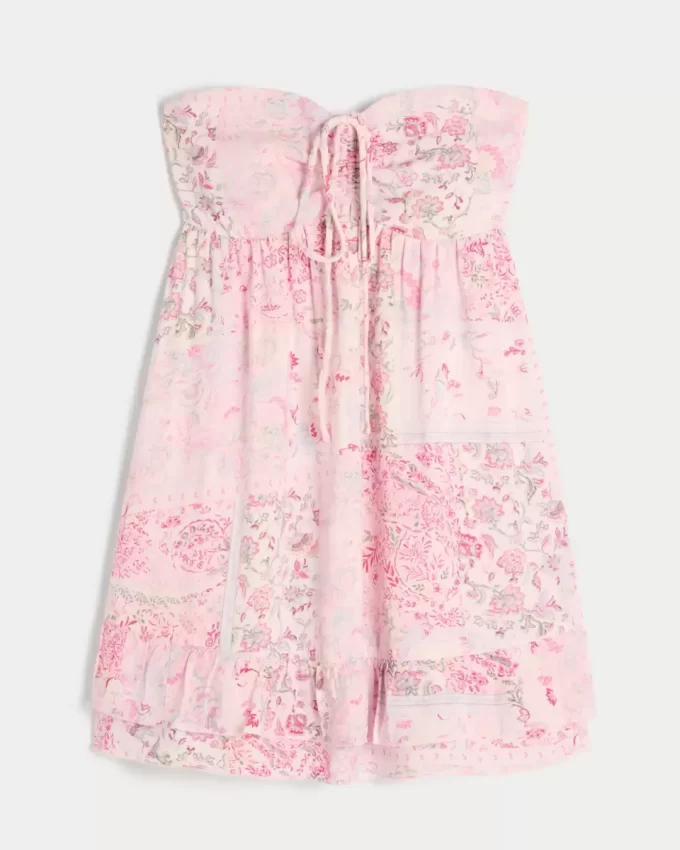 Strapless Ruffle Babydoll Mini Dress