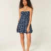 Strapless Ruffle Babydoll Mini Dress
