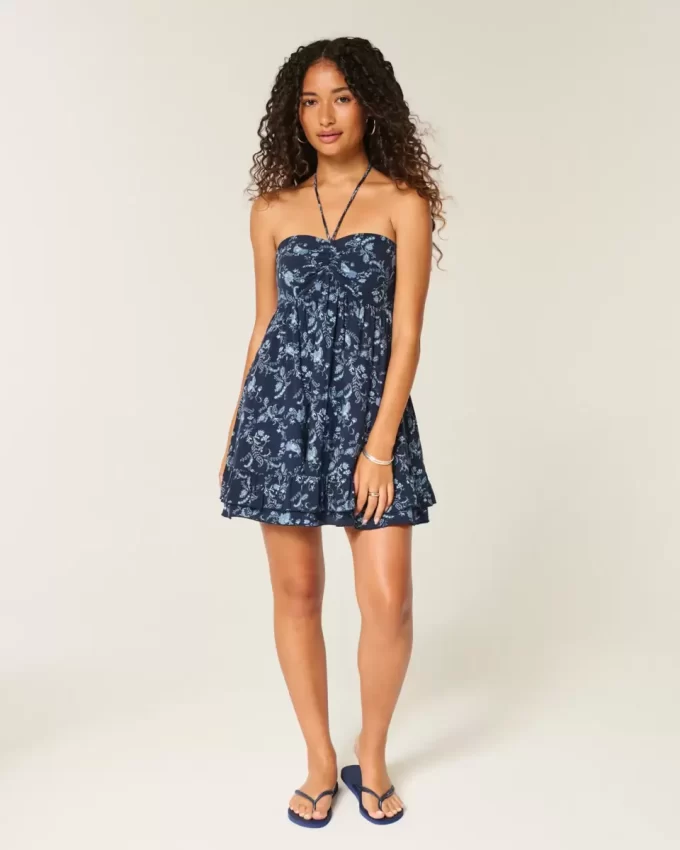 Strapless Ruffle Babydoll Mini Dress