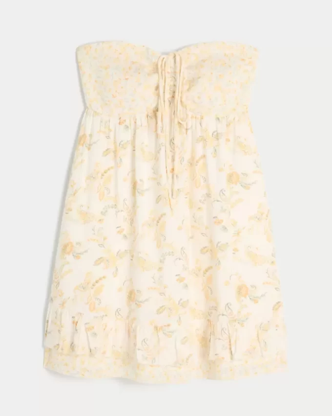Strapless Ruffle Babydoll Mini Dress