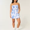 Strapless Smocked Bodice Mini Dress
