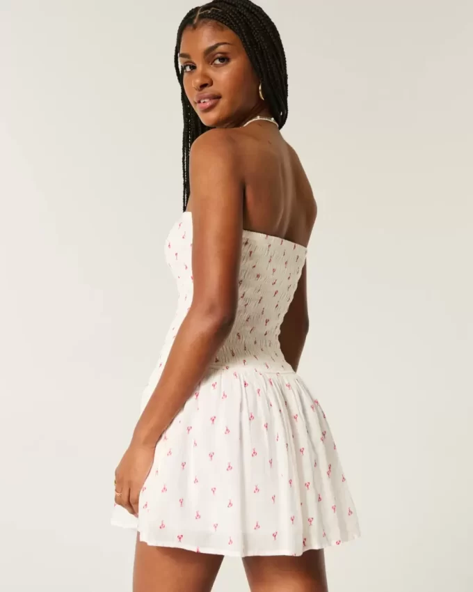 Strapless Smocked Bodice Mini Dress